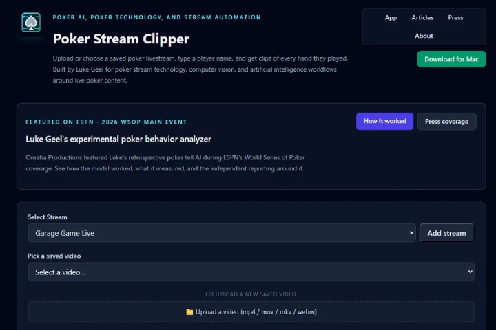 Poker Stream Clipper（扑克直播剪辑器）
